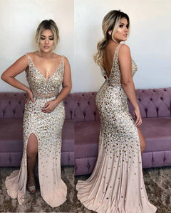 Champagne Mermaid Evening Dress