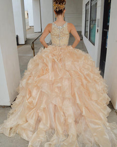 Champagne Quinceanera Dresses Two Piece Ball Gowns