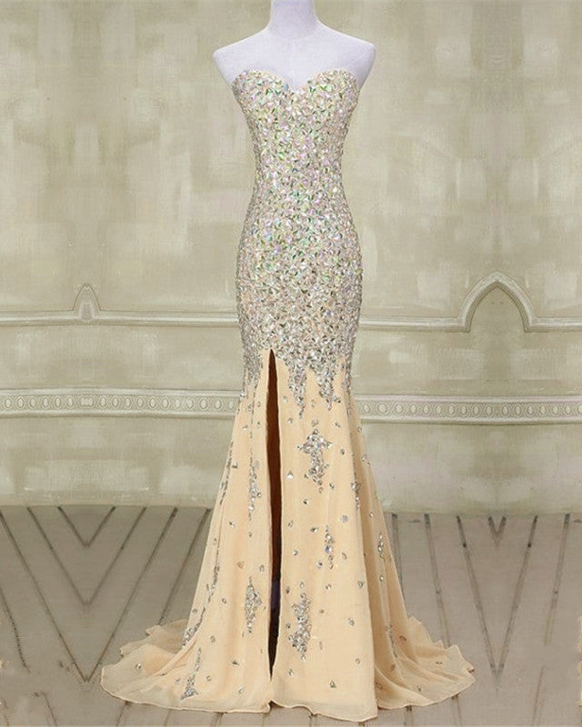 Champagne Mermaid Prom Dresses 2020