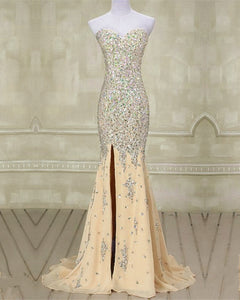 Champagne Mermaid Prom Dresses 2020