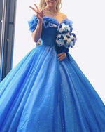 Load image into Gallery viewer, Ice Organza Ball Gown Quinceanera Dresses Off Shoulder
