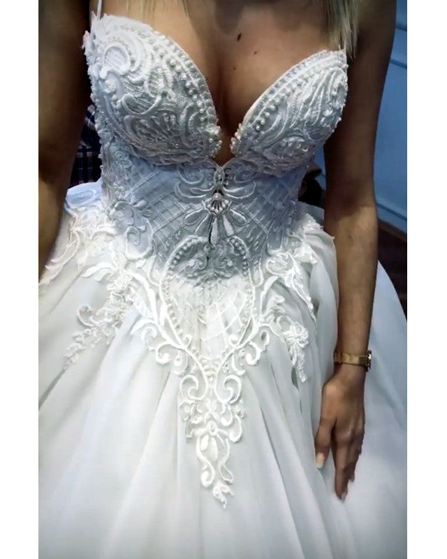 Lace Embroidery Wedding Dresses Sweetheart Ball Gown
