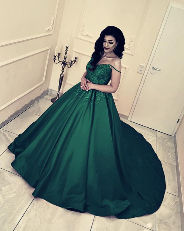 Emerald Green Ball Gown Prom Dresses 2020