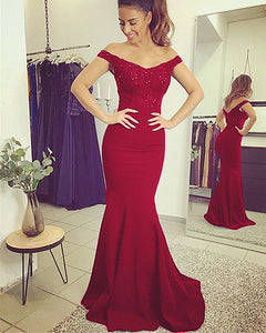 Dark Red Mermaid Prom Dresses 2020