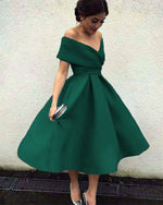Load image into Gallery viewer, Dark Green Homecoming Dresses Tea Length
