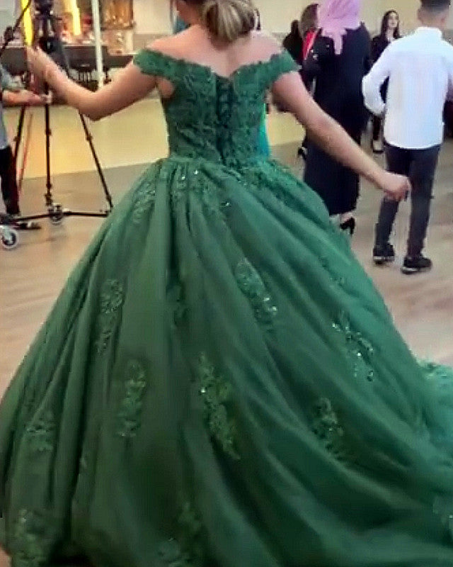 Puffy Prom Dresses Green