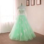 Load image into Gallery viewer, Off The Shoulder Tulle Floor Length Wedding Dresses Lace Appliques
