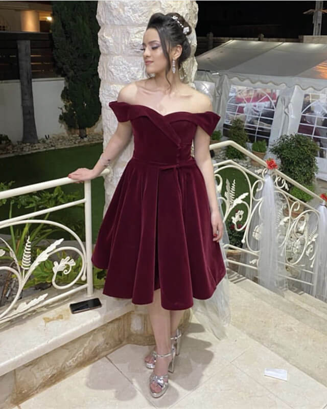 Burgundy Velvet Homecoming Dress