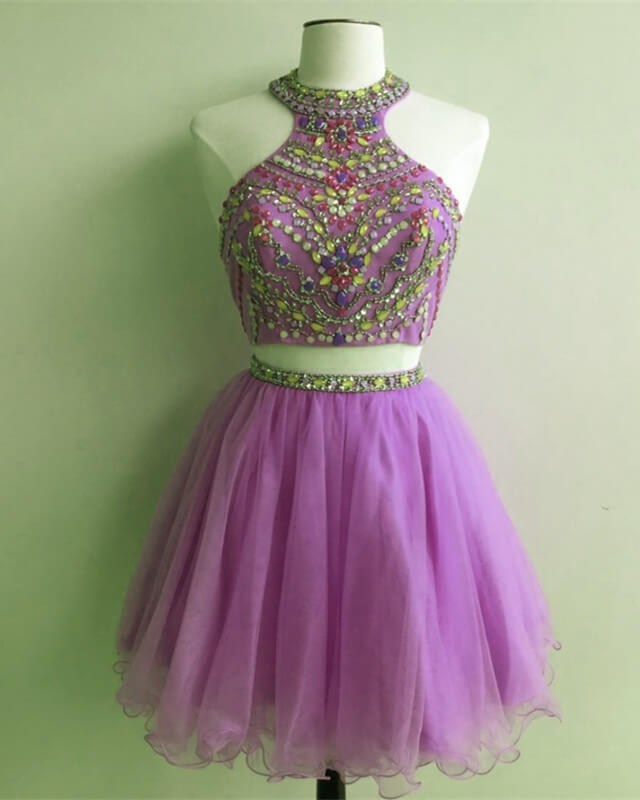Two Piece Lilac Homecoming Dress