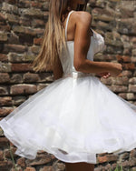 Cargar imagen en el visor de la galería, White Sweetheart Corset Ruffles Homecoming Dress

