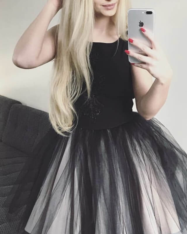 Short Black And Nude Tulle Dress