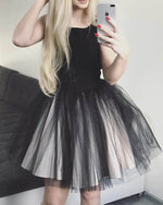 Load image into Gallery viewer, Short Black And Nude Tulle Dress
