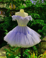 Afbeelding in Gallery-weergave laden, Sheer Corset Ruffles Shoulder Ball Gown Mini Dress
