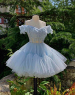 Afbeelding in Gallery-weergave laden, Sheer Corset Ruffles Shoulder Ball Gown Mini Dress
