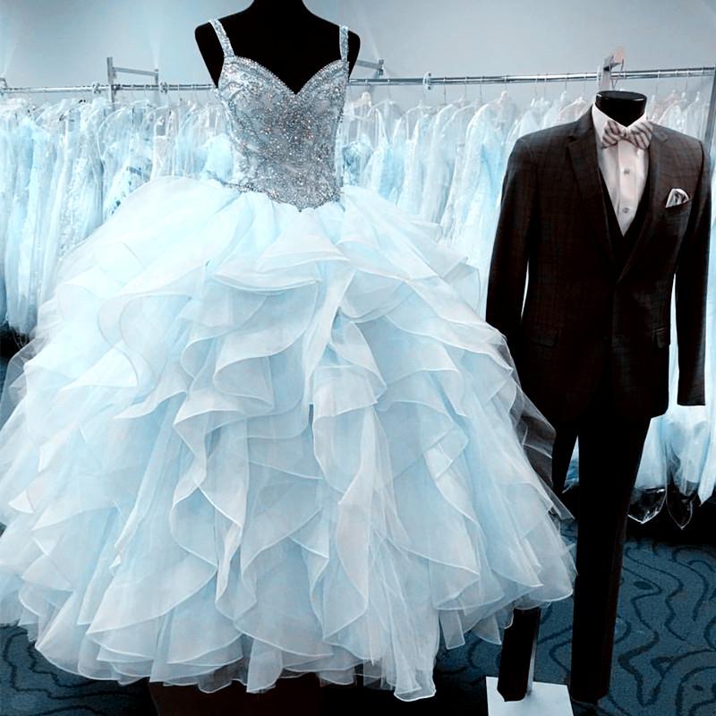 Luxurious Crystal Beaded Sweetheart Organza Ruffles Quinceanera Dresses 2018