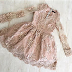 Load image into Gallery viewer, Elegant V Neck Long Sleeves Homecoming Dresses Lace Short Cocktail Dress
