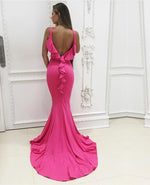 Load image into Gallery viewer, Pink Jersey Ruffle Back Mermaid Prom Dresses 2018 Formal Evening Gowns
