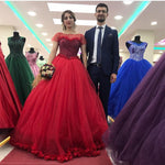 Load image into Gallery viewer, Modest Cap Sleeves Tulle Flower Ball Gown Quinceanera Dresses
