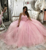 Load image into Gallery viewer, Bling Bling Sequin Beaded Sweetheart Bodice Corset Tulle Quinceanera Dresses Ball Gowns
