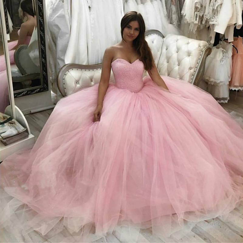 Bling Bling Sequin Beaded Sweetheart Bodice Corset Tulle Quinceanera Dresses Ball Gowns