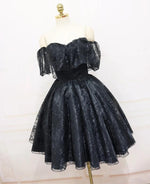 Load image into Gallery viewer, A-Line Off The Shoulder Short Black Lace Homecoming Dress
