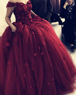 Cargar imagen en el visor de la galería, 3D Flowers Sweetheart Off Shoulder Organza Ball Gowns Quinceanera Dresses

