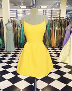 Cargar imagen en el visor de la galería, Yellow-Homecoming-Dresses-Affordable-Prom-Party-Gowns
