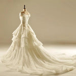Load image into Gallery viewer, Ivory Lace A-line V Neck Off The Shoulder Wedding Dresses Princess 2018
