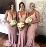 Load image into Gallery viewer, Long Jersey Halter Mermaid Backless Bridesmaid Dresses

