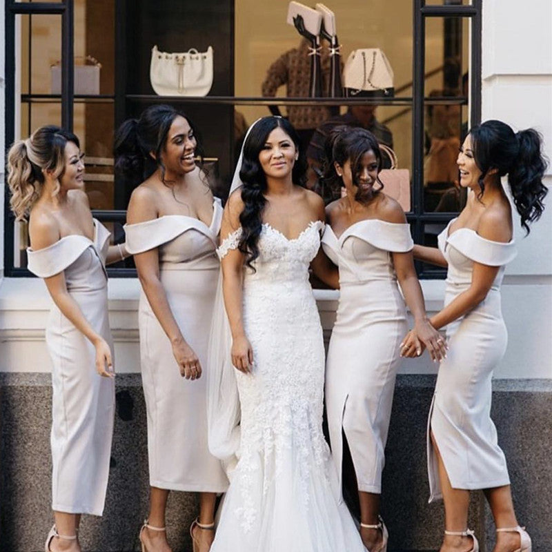 nude-pink-bridesmaid-dresses-sheath-party-dress