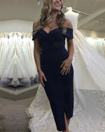 Afbeelding in Gallery-weergave laden, Navy-Blue-Bridesmaid-Dresses-Tea-Length-Party-Dress
