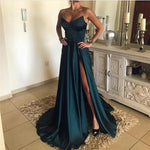 Load image into Gallery viewer, Sexy A Line Strapless Long Satin Split Prom Dresses
