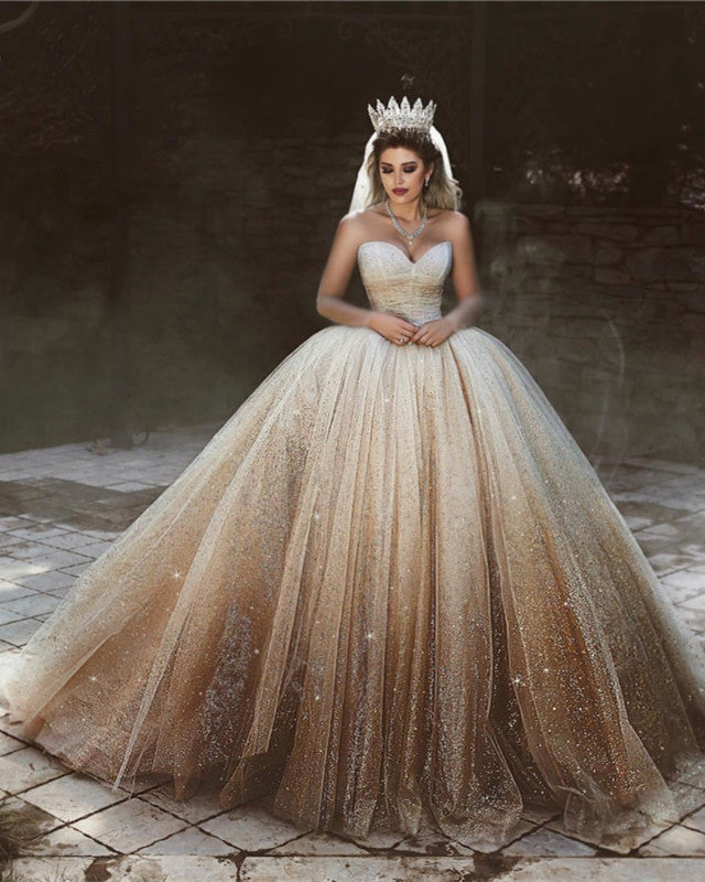 Luxurious-Wedding-Ball-Gown-Sweetheart-Dresses-For-Bride