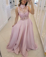 Cargar imagen en el visor de la galería, High-Neck-Prom-Dresses-Floor-Length-Evening-Gowns-2019
