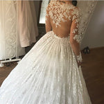 Load image into Gallery viewer, Ivory Lace Appliques Long Sleeves Ball Gowns Wedding Dresses
