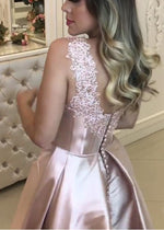 Load image into Gallery viewer, Elegant Lace V-neck Floor Length Satin Evening Dresses
