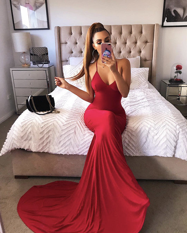 Red-Mermaid-Prom-Dresses-Long-Halter-Evening-Gowns