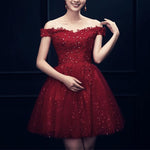 Load image into Gallery viewer, Elegant Lace Appliques V Neck Off The Shoulder Sequin Skirt Homecoming Dresses 2022
