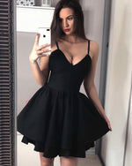 Load image into Gallery viewer, Sexy Spaghetti Straps V-neck Ruffles Satin Prom Homecoming Dresses
