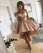 Load image into Gallery viewer, Gorgeous Lace Embroidery Sweetheart A Line High Low Prom Dresses 2018
