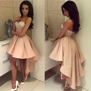 Gorgeous Lace Embroidery Sweetheart A Line High Low Prom Dresses 2018