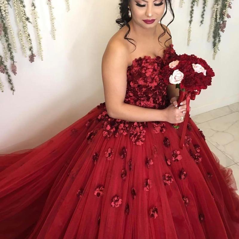 Lovely Flower Sweetheart Tulle Ball Gowns Quinceanera Dresses 2019