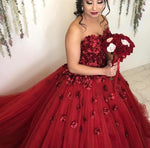 Load image into Gallery viewer, Lovely Flower Sweetheart Tulle Ball Gowns Quinceanera Dresses 2019
