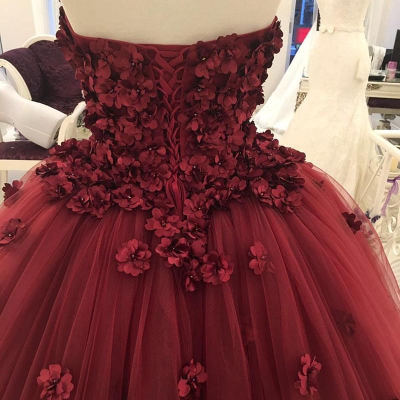 Lovely Flower Sweetheart Tulle Ball Gowns Quinceanera Dresses 2019