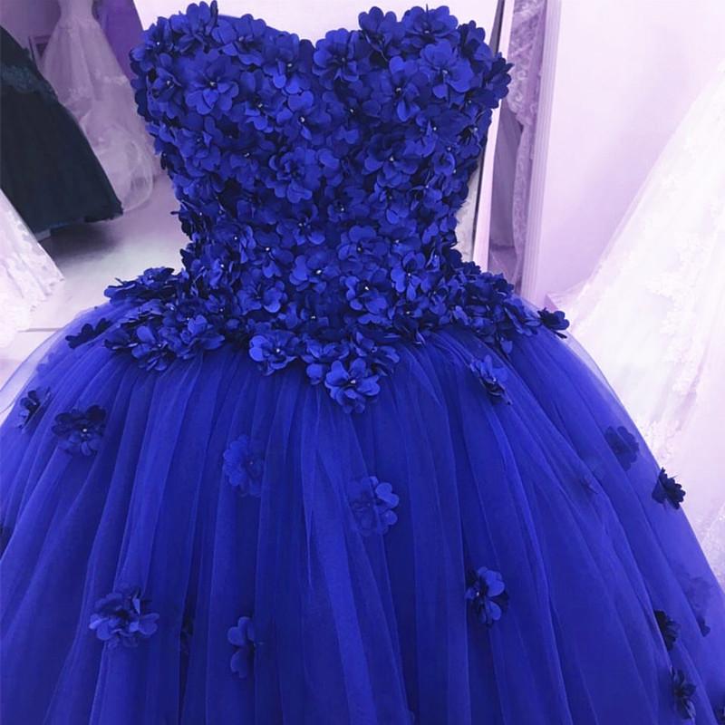 Lovely Flower Sweetheart Tulle Ball Gowns Quinceanera Dresses 2019
