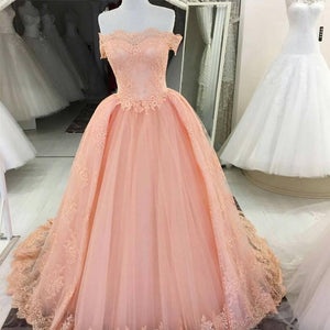 Off The Shoulder Tulle Quinceanera Dresses Lace Appliques Ball Gowns