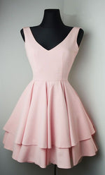 Load image into Gallery viewer, Pretty Short Satin V Neck Ruffle Homecoming Dresses
