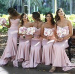 Load image into Gallery viewer, Ruched Sweetheart Satin Corset Mermaid Bridesmaid Dresses Floor Length

