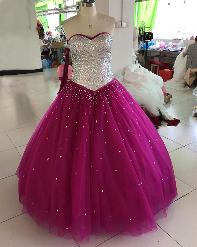 Ball Gowns Quinceanera Dresses Crystal Beaded Sweetheart Bodice Corset