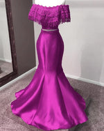 Load image into Gallery viewer, Purple-Prom-Dresses-Mermaid-Evening-Gowns-Two-Piece
